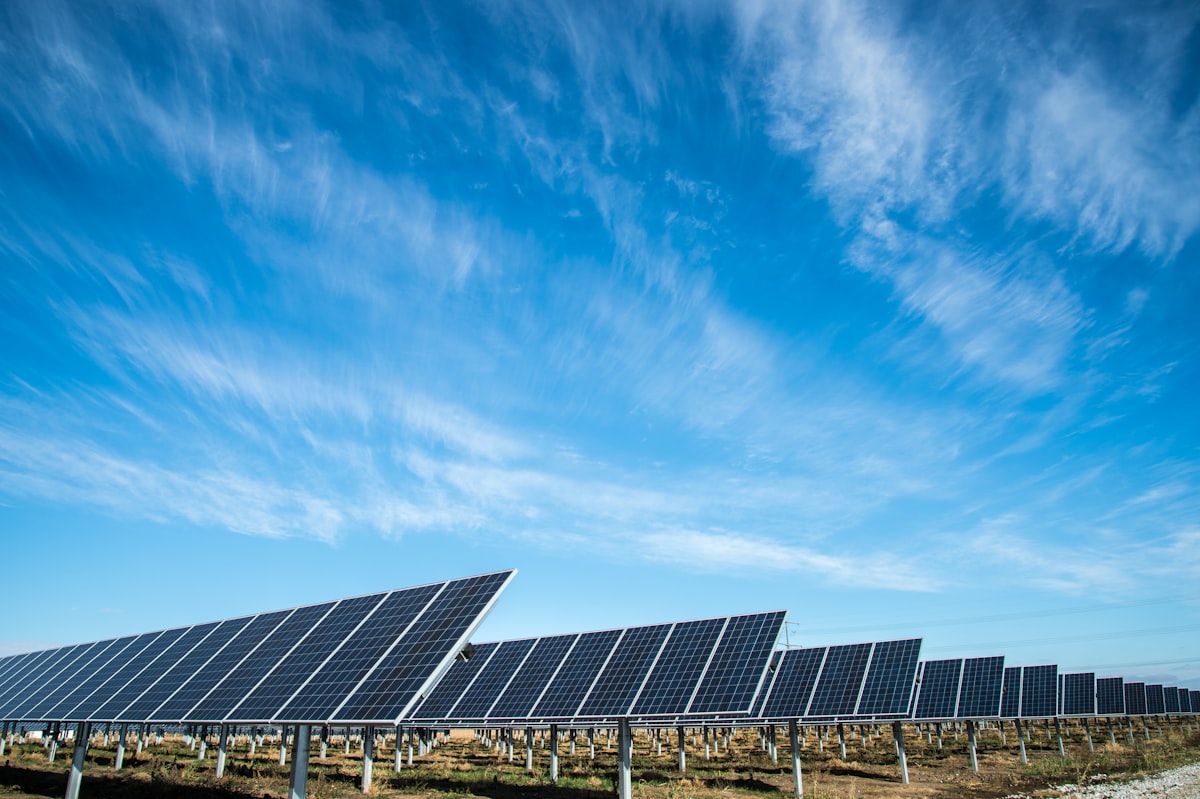 Concentrated solar power plant with mirrors in the Moroccan desert